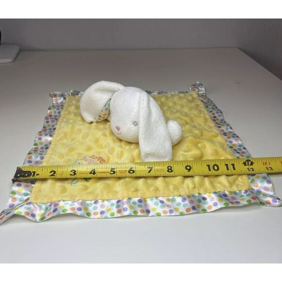Baby Starters Yellow Polka Dot Bunny Lovey Blanket Satin Some Bunny Loves You - Picture 9 of 9